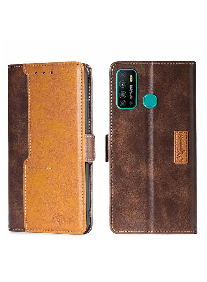 اس-توب جراب لهاتف Infinix Hot 9/Note 7 Lite X655C، جراب جلدي بلون متباين مع مشبك جانبي - Image 1