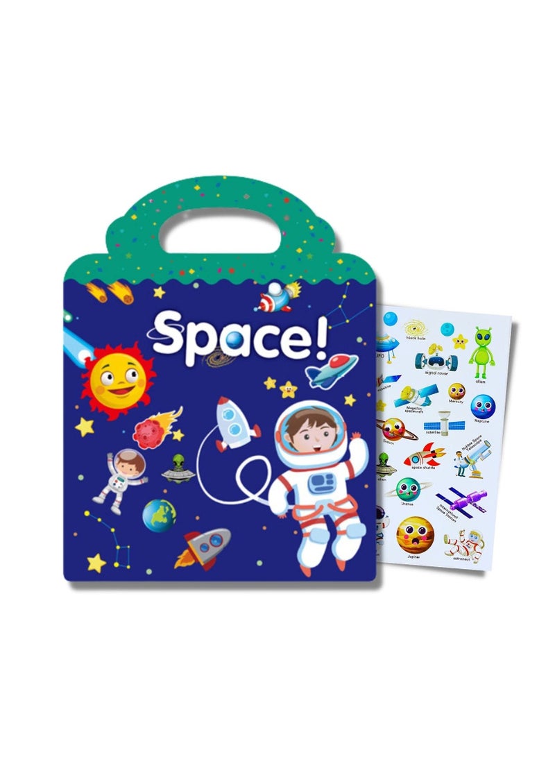 general Reusable Activity Sticker Learning Toys for Kids, Early Education Book Puzzle(Universe) - Image 1