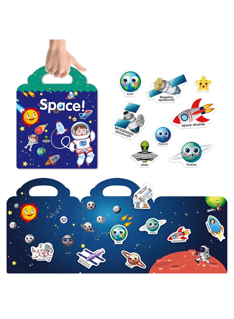 general Reusable Activity Sticker Learning Toys for Kids, Early Education Book Puzzle(Universe) - Image 2
