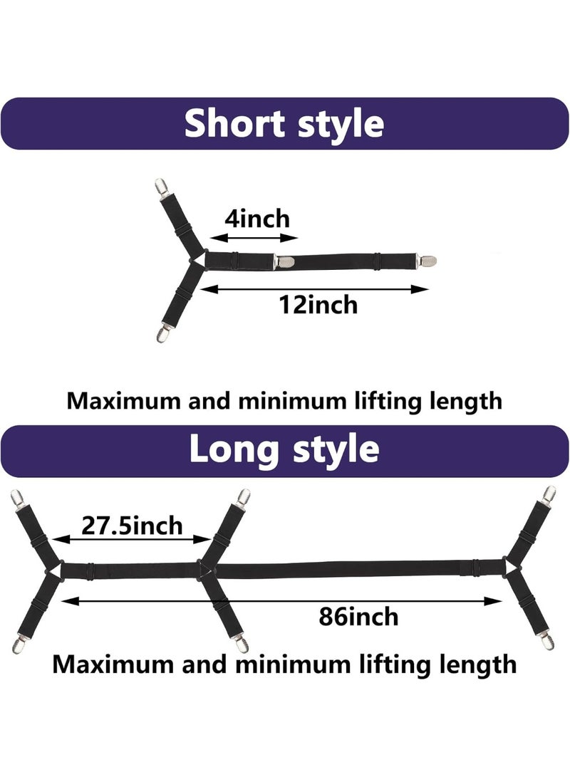 6PCS Bed Sheet Straps, Secure & Adjustable Fitted Sheet Holders for Full, Queen, King & More, Heavy Duty Nylon & Metal Clips - Image 2