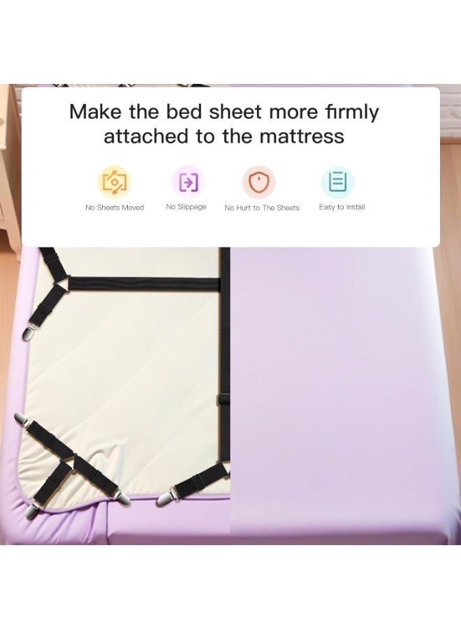 6PCS Bed Sheet Straps, Secure & Adjustable Fitted Sheet Holders for Full, Queen, King & More, Heavy Duty Nylon & Metal Clips - Image 5