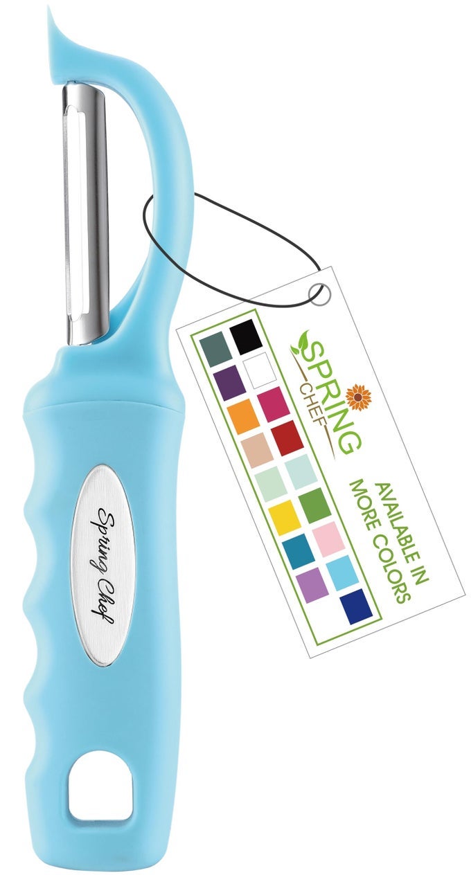 PREMIUM SWIVEL VEGETABLE PEELER SOFT GRIP HANDLE AND ULTRA SHARP STAINLESS STEEL BLADES PERFECT KITCHEN PEELER FOR VEGGIE FRUIT POTATO CARROT APPLE AQUA SKY