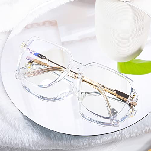VISOONE Oversized Blue Light Blocking Glasses with Chic Square TR90 Frame and Metal Temple for Women Men REMY - Image 4