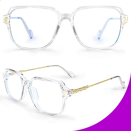 VISOONE Oversized Blue Light Blocking Glasses with Chic Square TR90 Frame and Metal Temple for Women Men REMY - Image 3