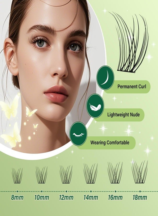KEYYOU Natural Lash Clusters Kit 144Pcs DIY Lash Extension Kit Wispy Eyelash Extensions Kit D Curl 8-18MIX with Bond and Seal and tweezers with Thin Lash Band(KIT-N01-D-8-18MIX) - Image 3