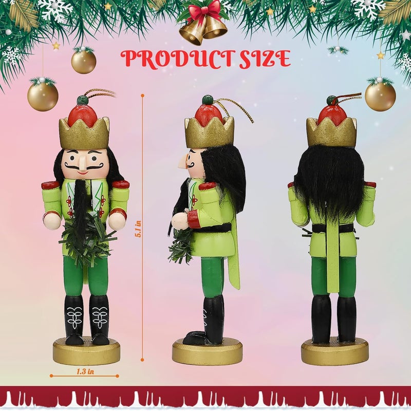 KoolShare Christmas Nutcracker Ornaments 10-Piece Decoration Set, 5-Inch Handcrafted Wooden Soldiers in Colorful & Varied Designs, Hangable for Xmas Tree or Tabletop Display - Image 2