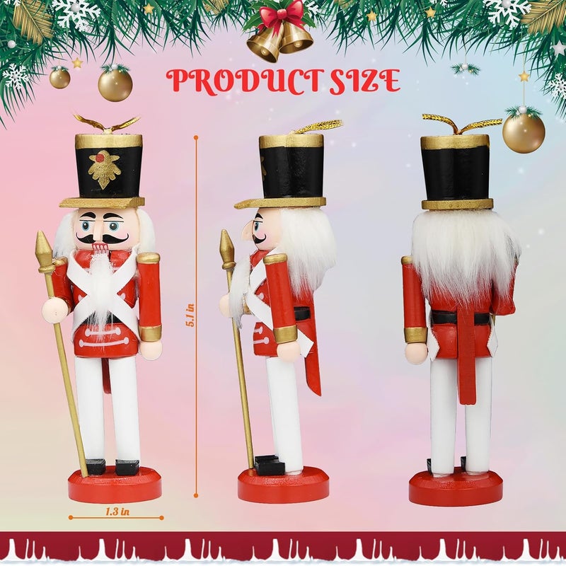 KoolShare Christmas Nutcracker Ornaments 10-Piece Decoration Set, 5-Inch Handcrafted Wooden Soldiers in Colorful & Varied Designs, Hangable for Xmas Tree or Tabletop Display - Image 3