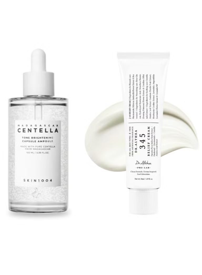 دي آر.ألثيا كريم دكتور ألثيا المهدئ والمرطب 345، 50 مل + أمبولة كبسولة مدغشقر سنتيلا تون لتفتيح البشرة 100 مل - Image 1