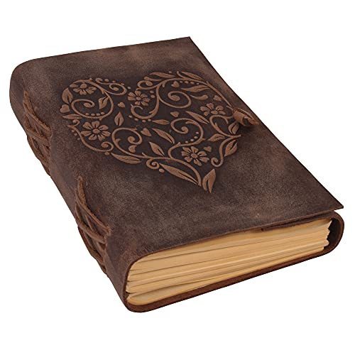moonster Leather Journal with Embossed Heart Shape - Non Refillable 8x6″ Lined Notebook - 400 Pages College Ruled Kraft Paper - Inspirational Small Notebook - Leather Journals for Women - Image 4