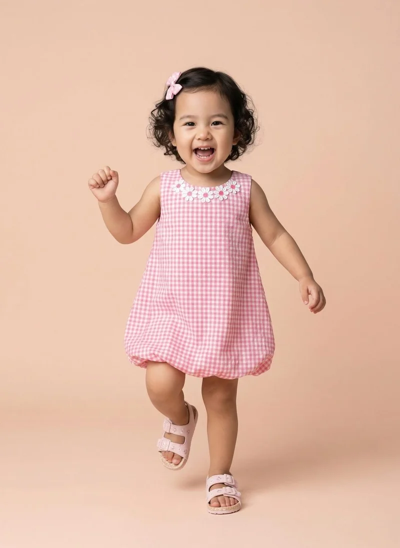 نوتيناتي Nautinati Baby Girls' Gingham Print A-line Bubble Dress with Cotton Lining