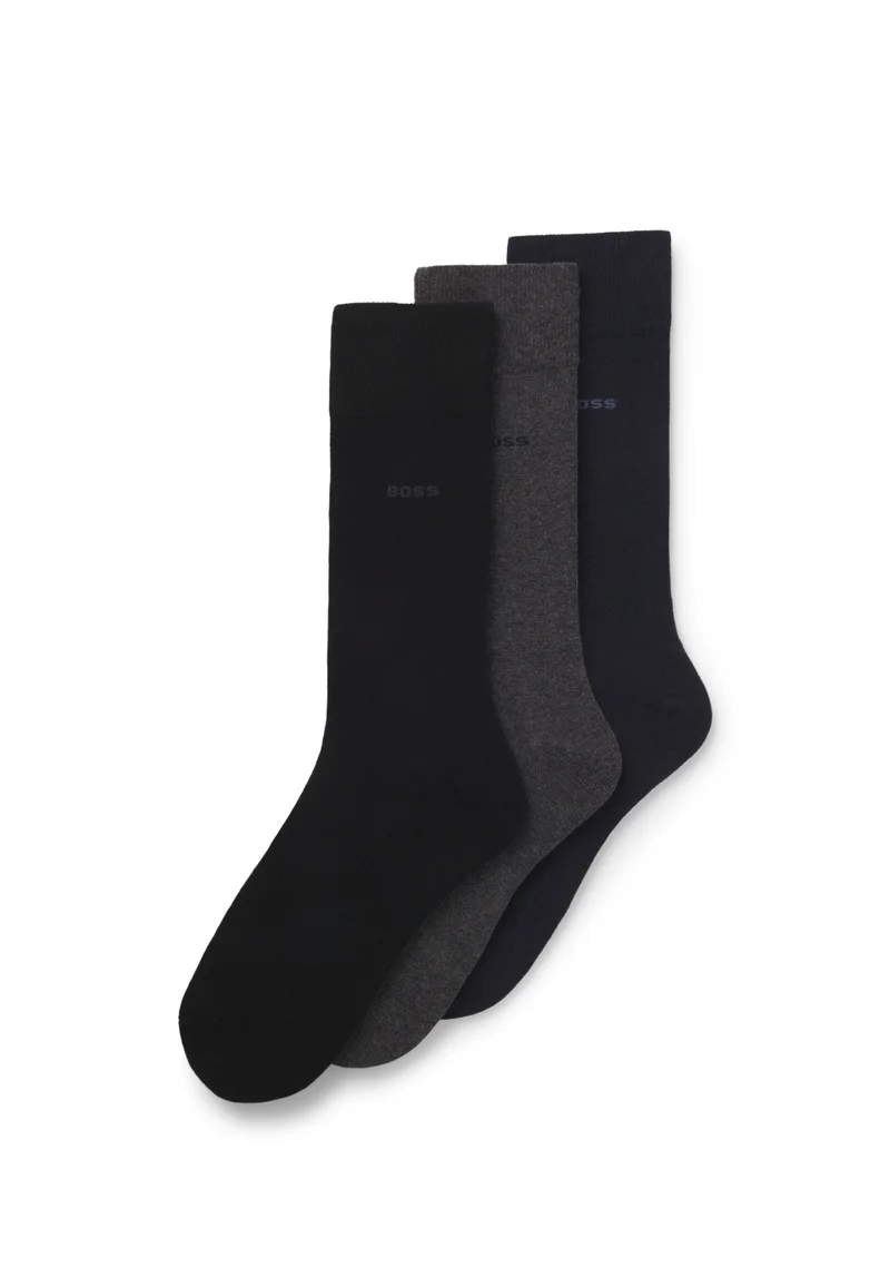 BOSS Three-pack of regular-length socks with logos