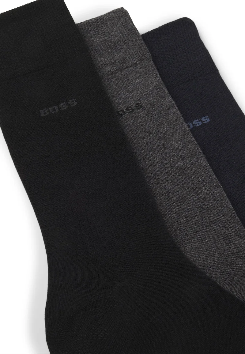 BOSS Three-pack of regular-length socks with logos