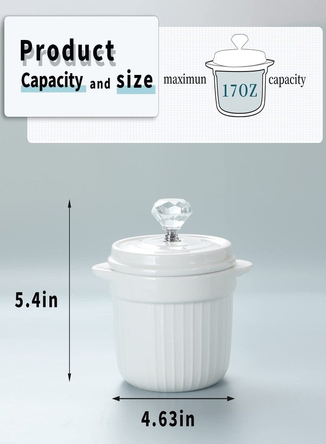 HAOTOP Bacon Grease Container Keeper with Crystal Lid and Strainer, 17 oz Ceramic Frying Oil Storage Can Container for Countertop (Silver) - Image 3