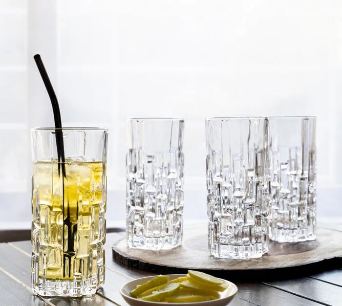 Mivana Premium 350ML Juice Glasses Drinking Glasses, Highball Lead-Free Glasses, Tumblers for Water, Juice, Beer, Cocktail and Mixed Drinks - Pieces, Transparent (Lining Glasses, 6 Count (Pack of 1)) - Image 2