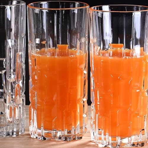 Mivana Premium 350ML Juice Glasses Drinking Glasses, Highball Lead-Free Glasses, Tumblers for Water, Juice, Beer, Cocktail and Mixed Drinks - Pieces, Transparent (Lining Glasses, 6 Count (Pack of 1)) - Image 4