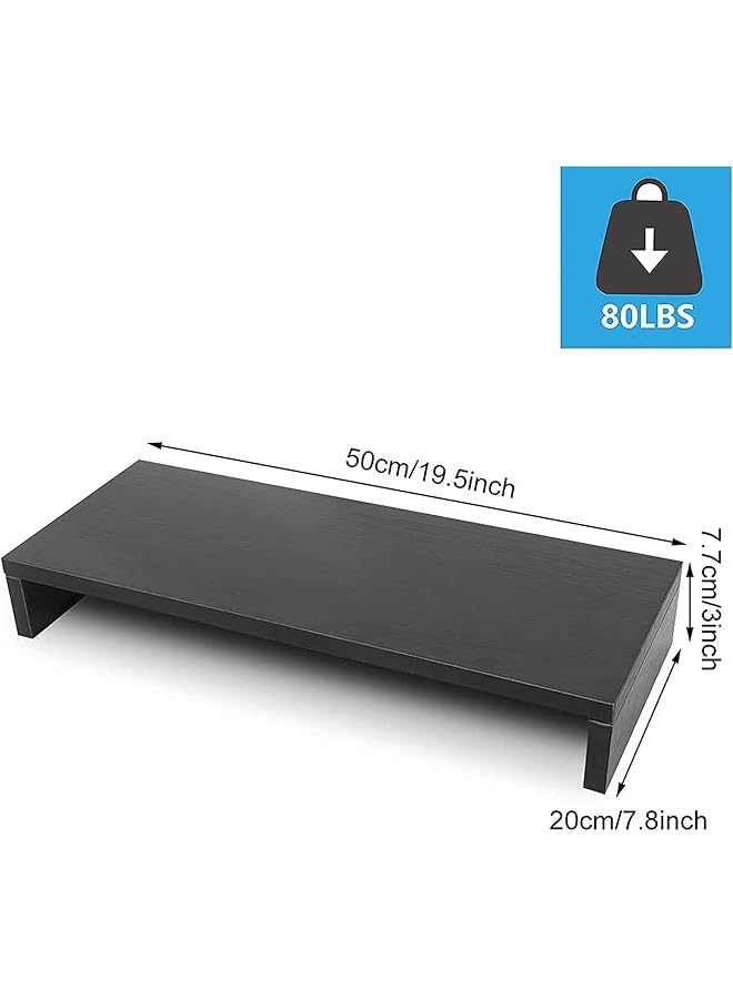 sulfar Monitor Stand Riser Desk Organizer For Laptop Computer Wood Monitor Stand For Printer Pc Save Space Laptop Stand Desk For Home And Office Use Wood Black - Image 3