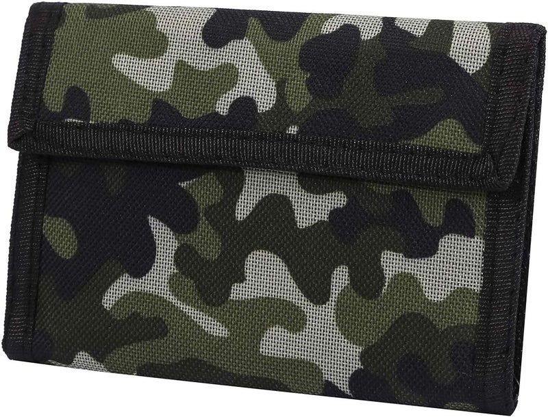 AI-DEE Trifold Canvas Outdoor Sports Wallet for Kids - Front Pocket Wallet with Zipper (Green2) - Image 1