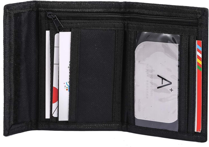 AI-DEE Trifold Canvas Outdoor Sports Wallet for Kids - Front Pocket Wallet with Zipper (Green2) - Image 4