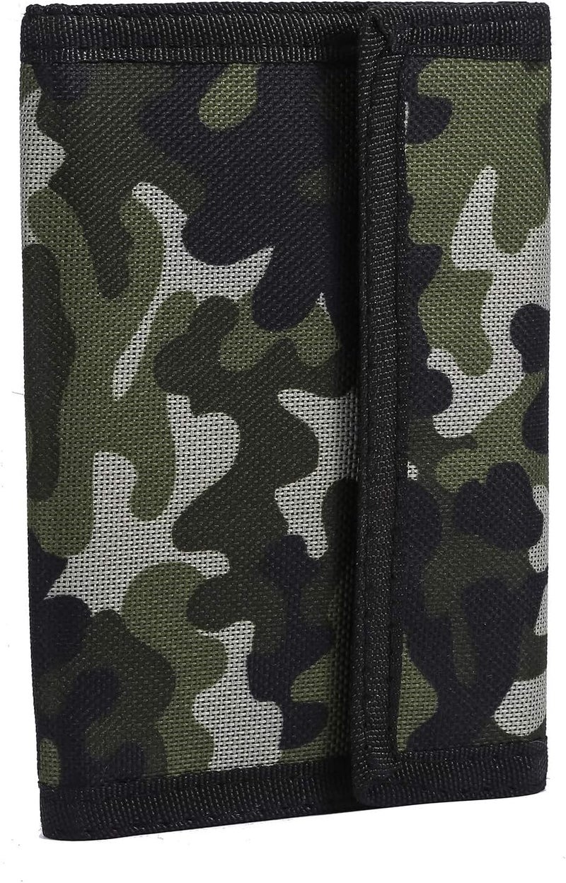 AI-DEE Trifold Canvas Outdoor Sports Wallet for Kids - Front Pocket Wallet with Zipper (Green2) - Image 2