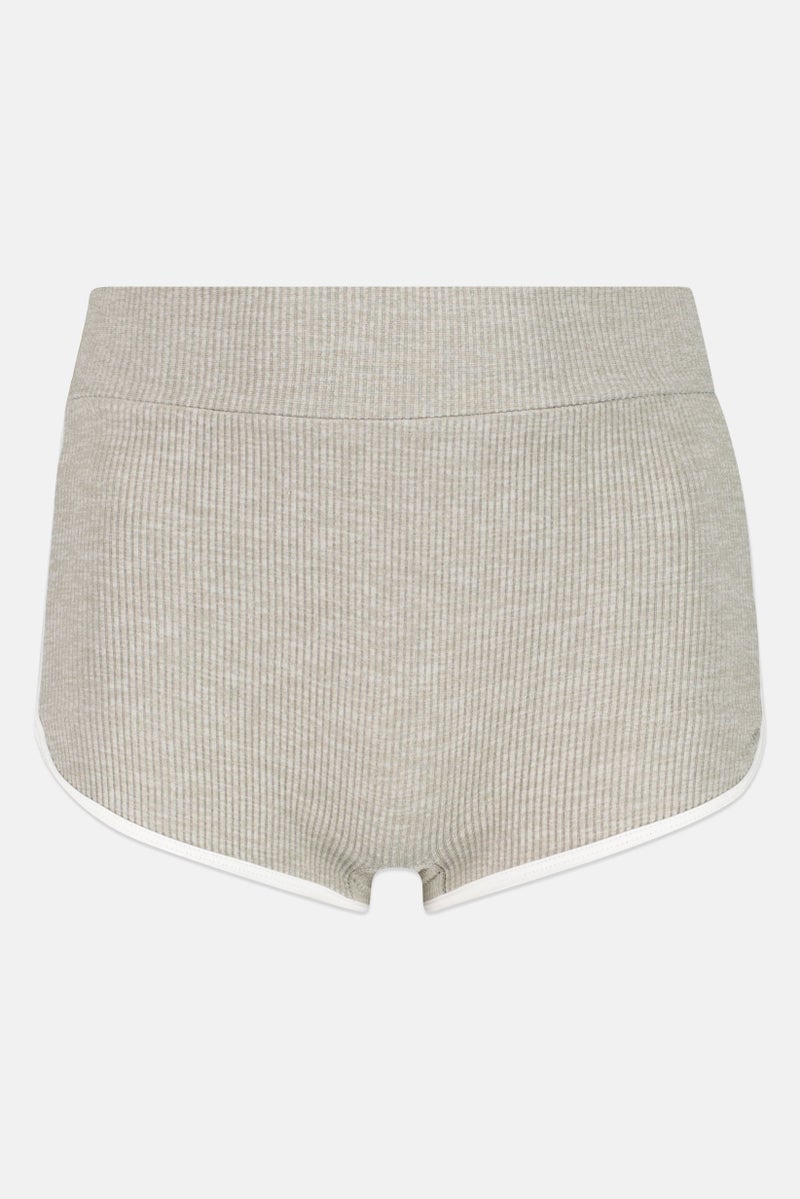 FOREVER 21 Women Regular Fit Ribbed Shorts, Light Grey - Image 2