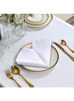 Generic 10 Pcs Satin Napkins, Square Table Napkins, 17x17" Soft Dinner Napkins Elegant Silk Napkins for Dinner Wedding Parties, Soft Smooth Fabric Washable Napkins for Parties, Weddings and Dinners (White)  - Image 4