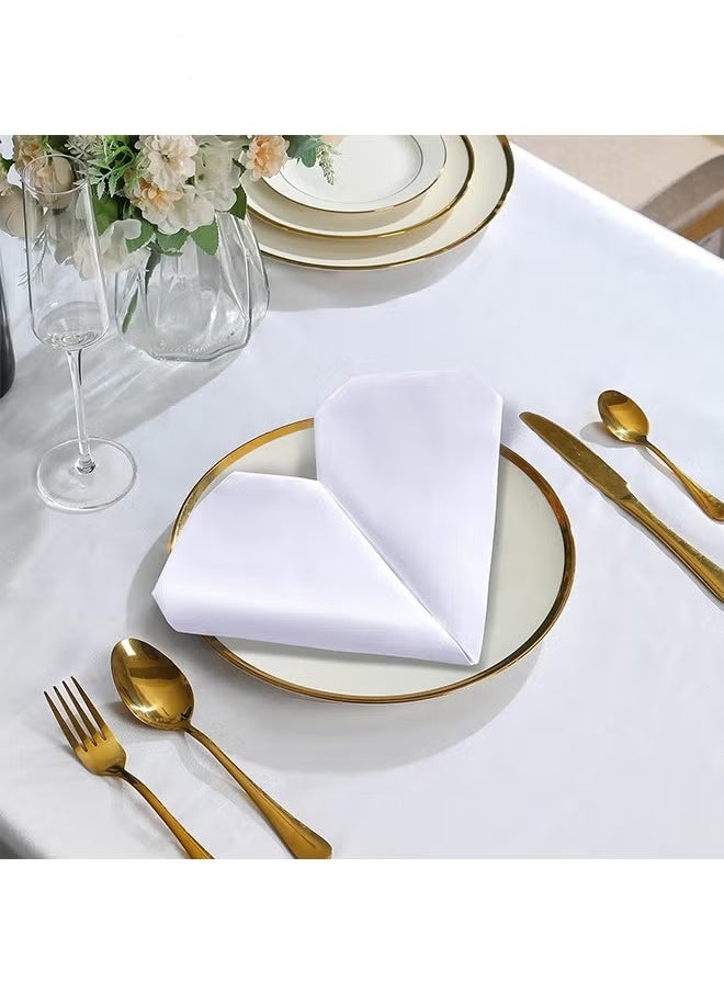 Generic 10 Pcs Satin Napkins, Square Table Napkins, 17x17" Soft Dinner Napkins Elegant Silk Napkins for Dinner Wedding Parties, Soft Smooth Fabric Washable Napkins for Parties, Weddings and Dinners (White)  - Image 4