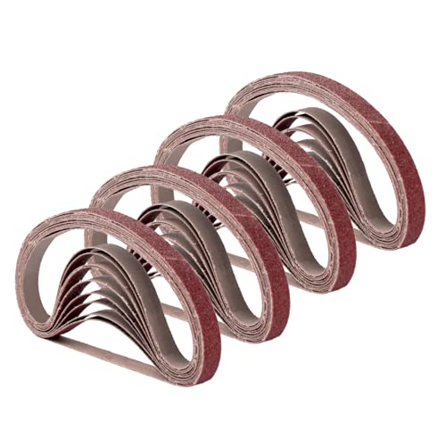 Zivisk 1/2 Inch x 18 Inch Sanding Belts, 4 Each of 60/80/120/180/240 Grits, Belt Sander Tool for Woodworking, Metal Polishing, 20 Pack Aluminum Oxide Sanding Belt - Image 1