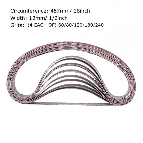 Zivisk 1/2 Inch x 18 Inch Sanding Belts, 4 Each of 60/80/120/180/240 Grits, Belt Sander Tool for Woodworking, Metal Polishing, 20 Pack Aluminum Oxide Sanding Belt - Image 2