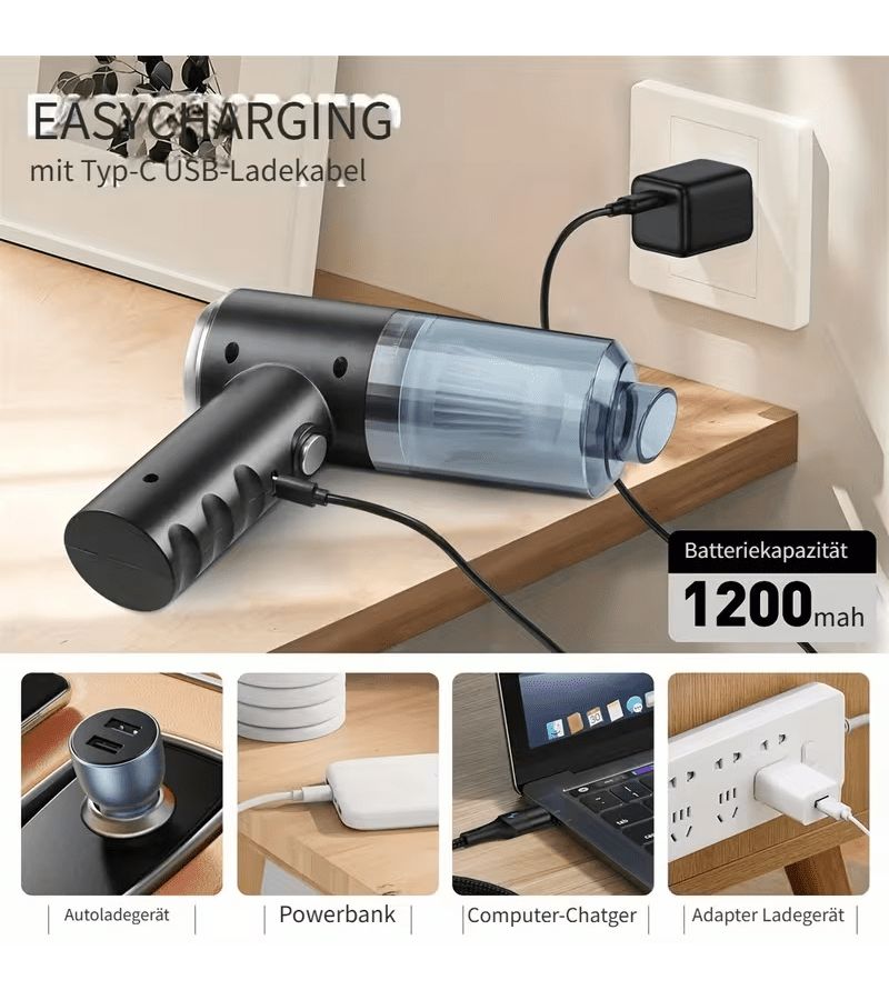 Portable Wireless Handheld Vacuum Cleaner with Tornado Cyclone Suction Technology Lightweight Cordless Design for Flexible Cleaning On the Go Rechargeable Powerful Motor Delivers Long Lasting Suction for Sofa Black - Image 5