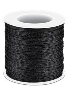 SYOSI Black Nylon String SYOSI 0.8mm Nylon Thread Chinese Knotting Cord Tarred Twine Outdoor String for Braided Bracelets, Beading, Necklaces, Macrame Craft, Wind Chime, Blinds, Jewelry Making  - Image 1