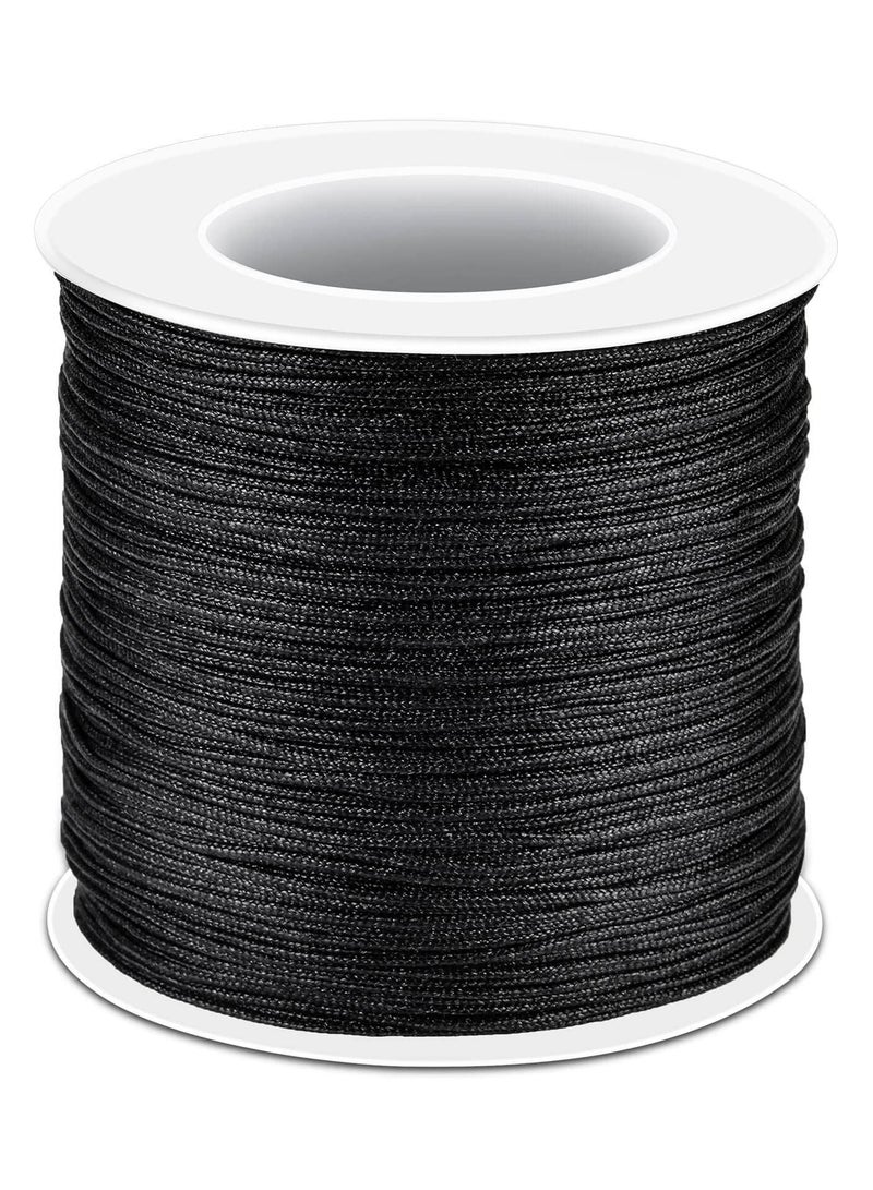 SYOSI Black Nylon String SYOSI 0.8mm Nylon Thread Chinese Knotting Cord Tarred Twine Outdoor String for Braided Bracelets, Beading, Necklaces, Macrame Craft, Wind Chime, Blinds, Jewelry Making  - Image 1