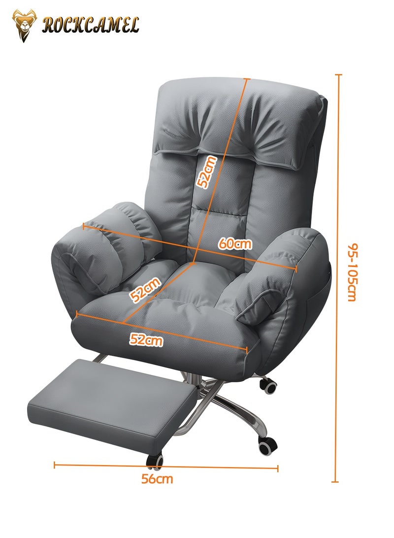 ROCKCAMEL Ergonomic Office Chair/Gaming Chair, Reclining Computer Desk Chair with Footrest and Side Pocket, 5-Position Adjustable Ergonomic Swivel Chair, 10cm Height Adjust, Head & Lumbar Support for Home and office, Grey - Image 3