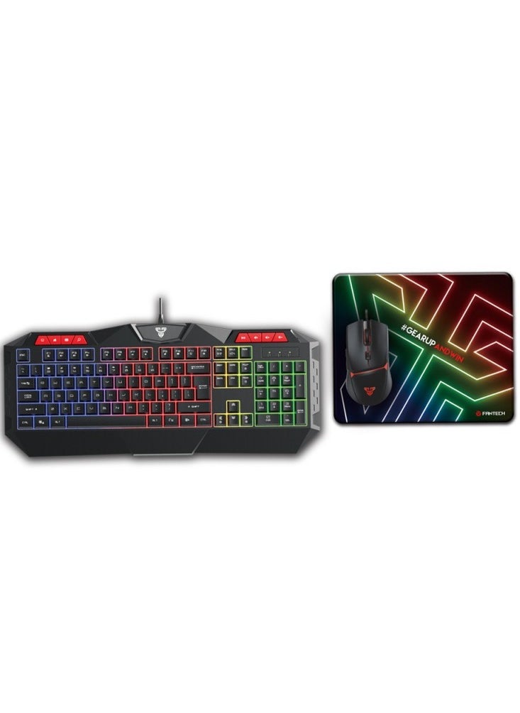FANTECH - Fantech 3in1 Gaming Combo with 104 Keys RGB Backlit Gaming Keyboard, Adjustable DPI Gaming Mouse, Speed Type Surface Design Mouse Pad Gaming Bundle - Image 1