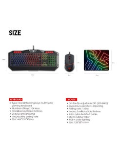 FANTECH Fantech 3in1 Gaming Combo with 104 Keys RGB Backlit Gaming Keyboard, Adjustable DPI Gaming Mouse, Speed Type Surface Design Mouse Pad Gaming Bundle  - Image 3