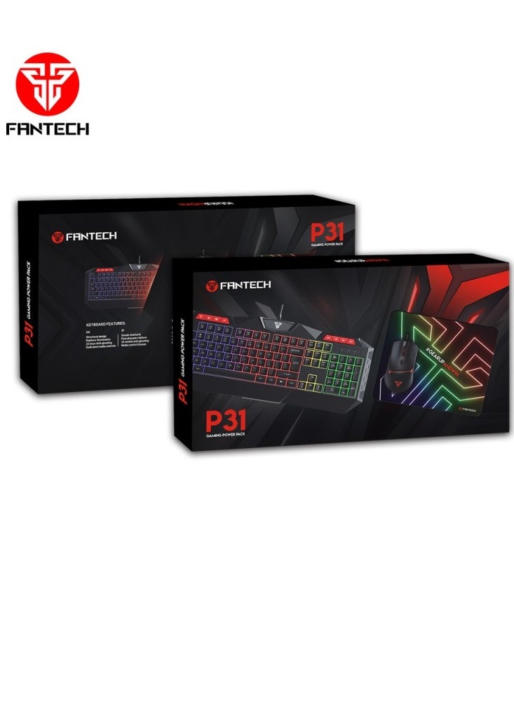 FANTECH - Fantech 3in1 Gaming Combo with 104 Keys RGB Backlit Gaming Keyboard, Adjustable DPI Gaming Mouse, Speed Type Surface Design Mouse Pad Gaming Bundle - Image 1