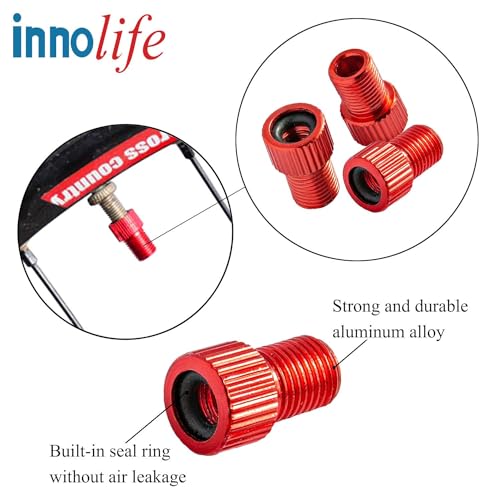 InnoLife 10 Pcs Aluminum Presta to Schrader Converter Car Valve Adapter Bicycle Bike Tube Pump Air Compressor Tools (Mixed Colors) - Image 4