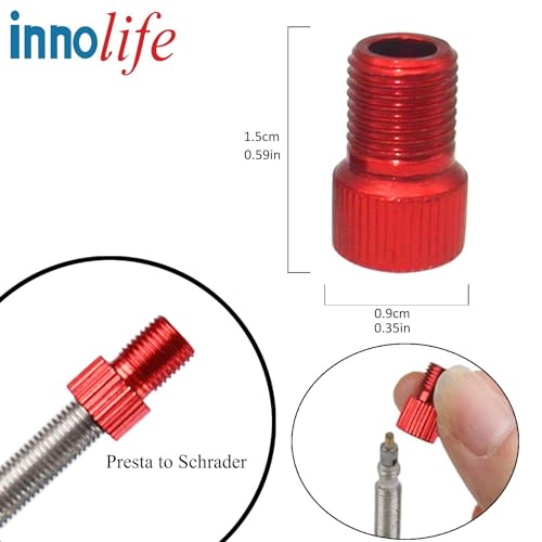 InnoLife 10 Pcs Aluminum Presta to Schrader Converter Car Valve Adapter Bicycle Bike Tube Pump Air Compressor Tools (Mixed Colors) - Image 2
