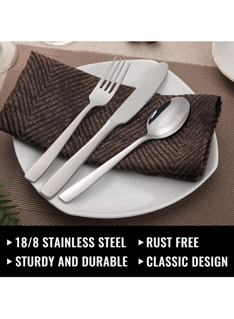 Arabest 24-Piece Silverware Set with Steak Knife, Stainless Steel Flatware, Mirror Polish Cutlery 4-Piece Set, Includes Fork Spoon Knife Silverware Dishwasher Safe  - Image 4