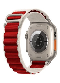 Apple Watch Alpine Loop Band 49mm/45mm/44mm Nylon Woven Sport Strap Compatible with iWatch Series 8/Ultra/7/SE/6/5/4/3/2/1 Red/White