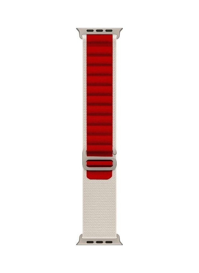 NIBEMINENT - Apple Watch Alpine Loop Band 49mm/45mm/44mm Nylon Woven Sport Strap Compatible with iWatch Series 8/Ultra/7/SE/6/5/4/3/2/1 Red/White - Image 1