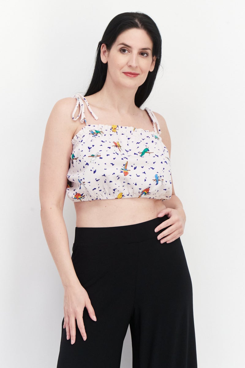 rvca Women Square Neck Sleeveless Allover Printed Top, Multicolor - Image 1