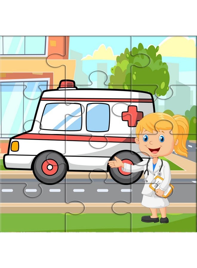 Yey 6 in 1 Community Helpers and Their Vehicles Jigsaw Puzzles for Kids/Fireman, Police, Doctor, Construction Worker, Pilot and Sailor - Set of 6 Educational Puzzles, Multicolor, 6.25 x 6.25 inches - Image 5