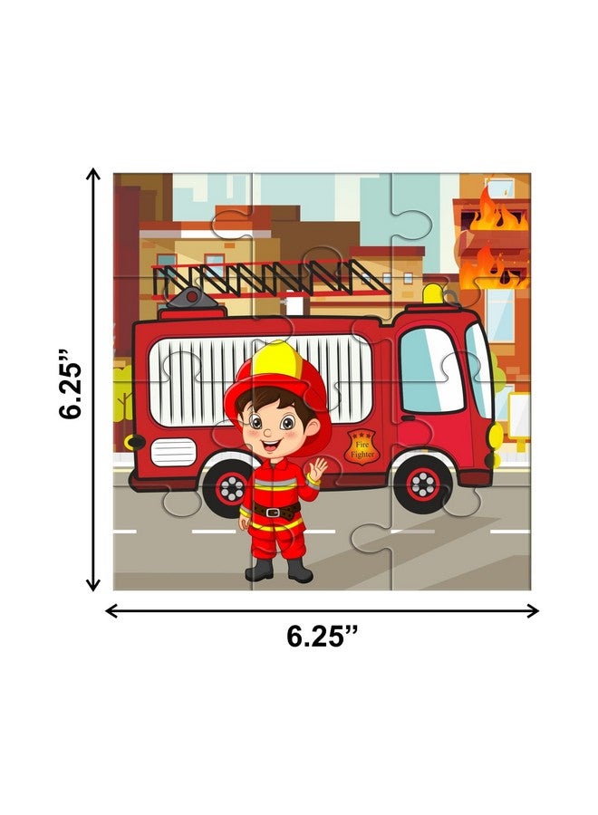 Yey 6 in 1 Community Helpers and Their Vehicles Jigsaw Puzzles for Kids/Fireman, Police, Doctor, Construction Worker, Pilot and Sailor - Set of 6 Educational Puzzles, Multicolor, 6.25 x 6.25 inches - Image 3