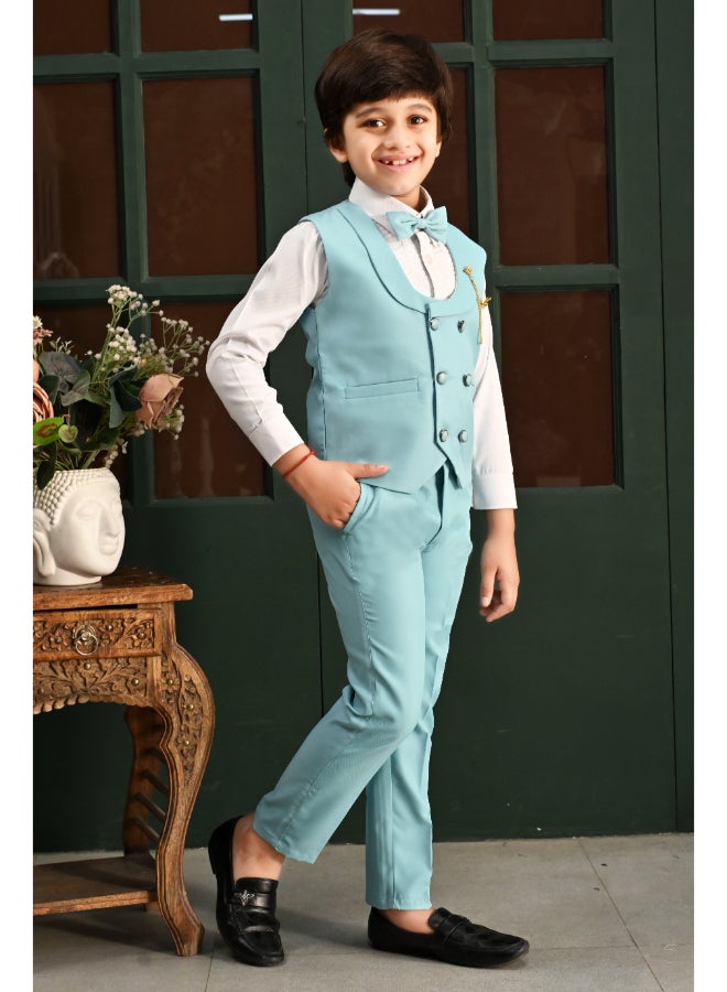 BT DEZINES Light Blue 3 Piece Suit Set for Boys - Image 4