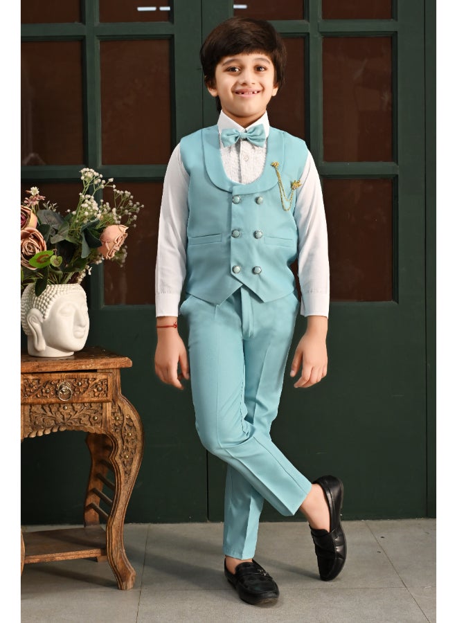 BT DEZINES Light Blue 3 Piece Suit Set for Boys - Image 1