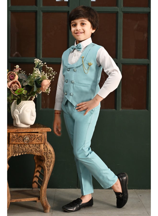 BT DEZINES Light Blue 3 Piece Suit Set for Boys - Image 3