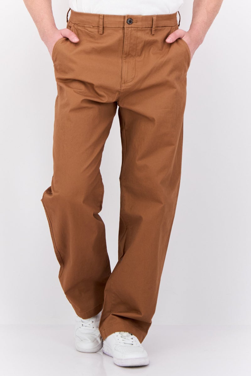 GAP Men Regular Fit Solid Chino Pants, Brown  - Image 1