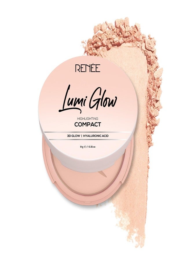 RENEE Lumi Glow Highlighting Compact- Satin Beige | 3D Glow, Buildable Coverage, Dewy Finish | Evens Skin Tone | With Hyaluronic Acid & Vitamin E| 9g - Image 1