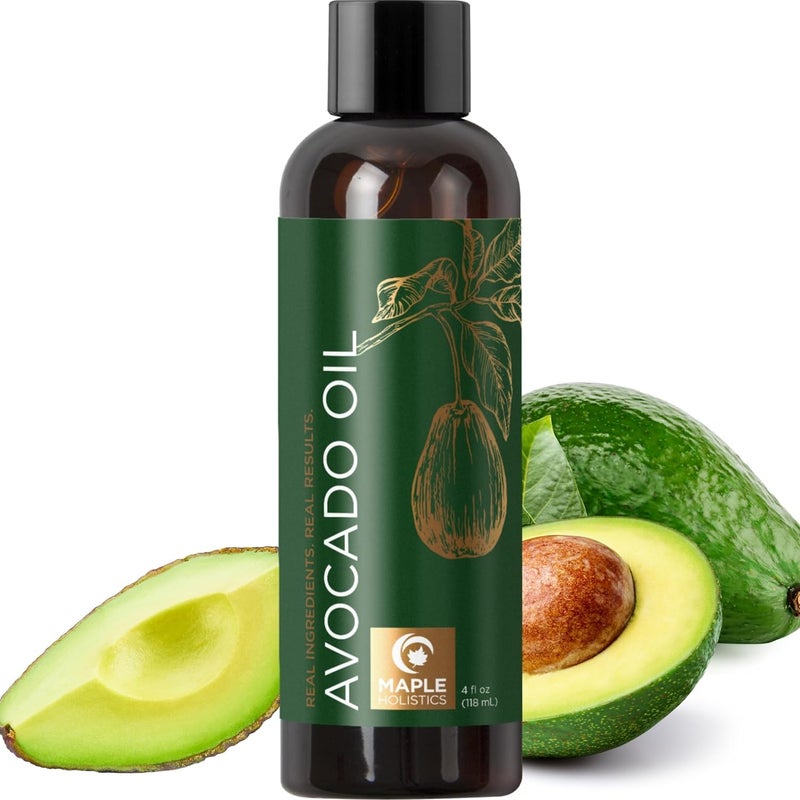 Maple Holistics Avocado Oil For Hair and Skin - 100% Pure Avocado Oil for Skin and Nail Care plus Dry Hair Treatment and Facial Oil Moisturizer - Natural Hair Oil and Carrier Oil for Essential Oils Mixing (4 Fl Oz) - Image 1