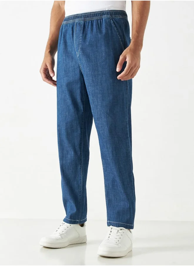 Lee Cooper Lee Cooper Slub Jeans with Elasticated Waistband and Pockets